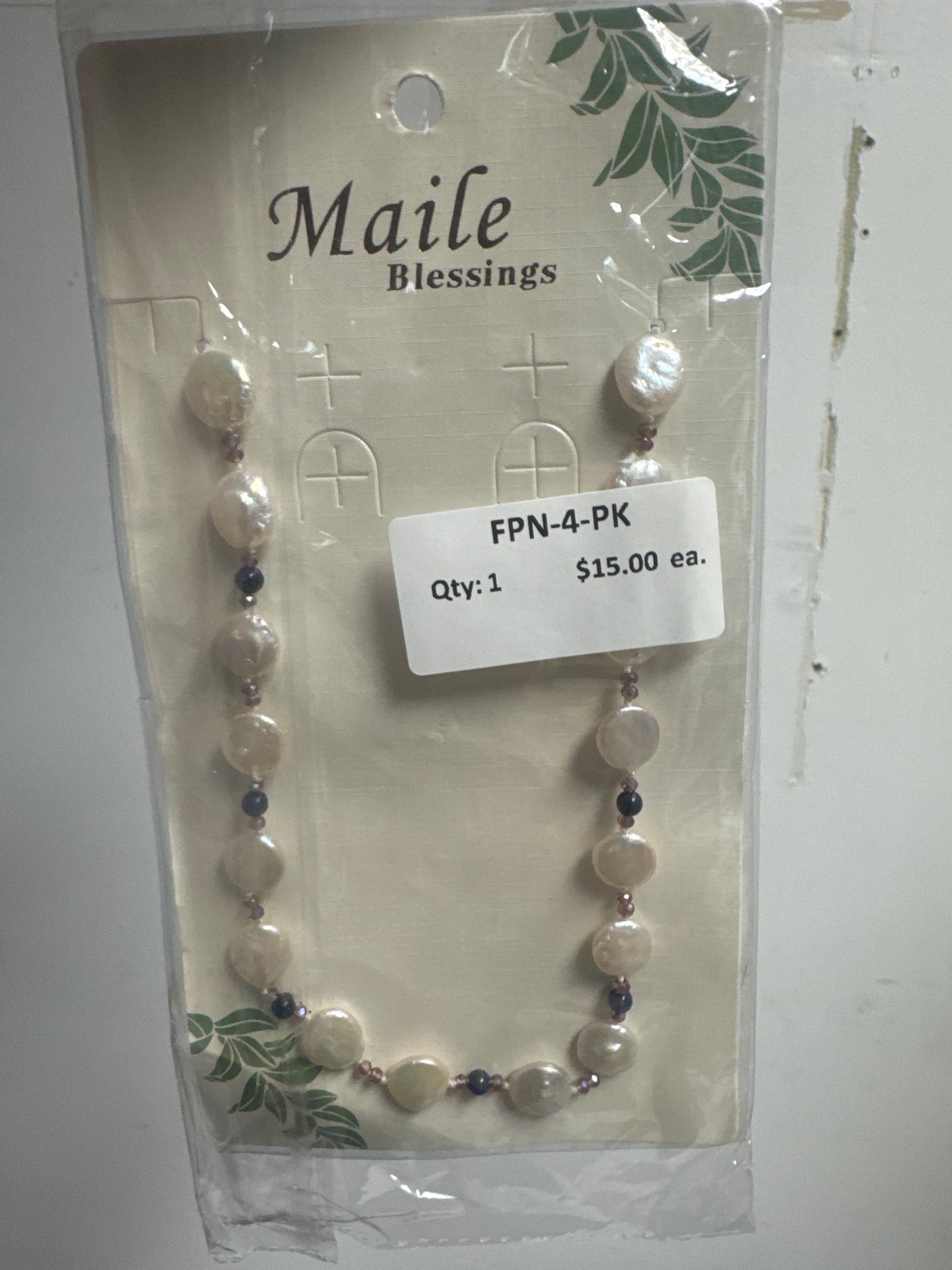 Freshwater Pearl 18" Necklace - Coin Pearl & Crystal Beads (Pink)