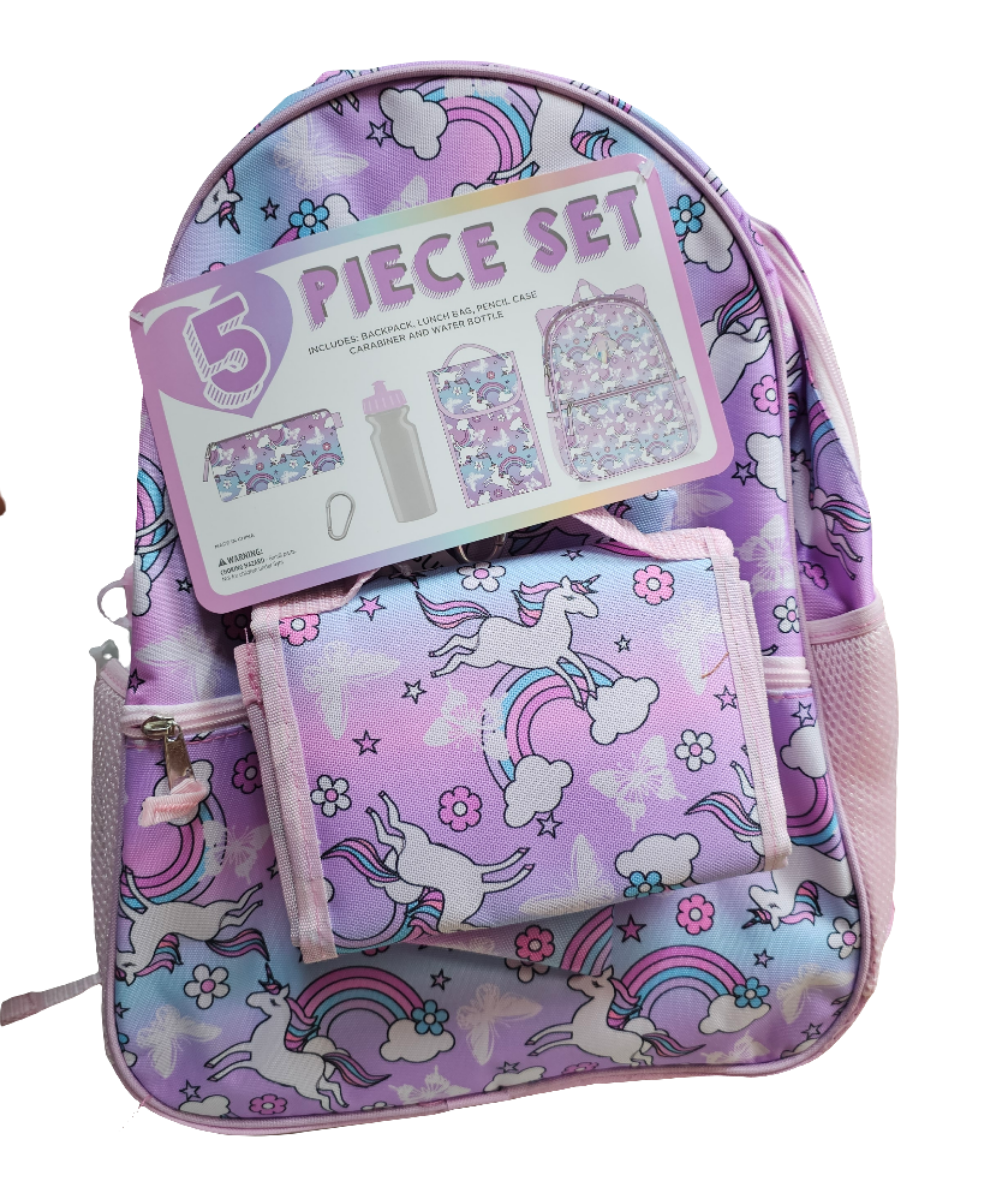 Backpack 5 piece unicorn BS1552BC