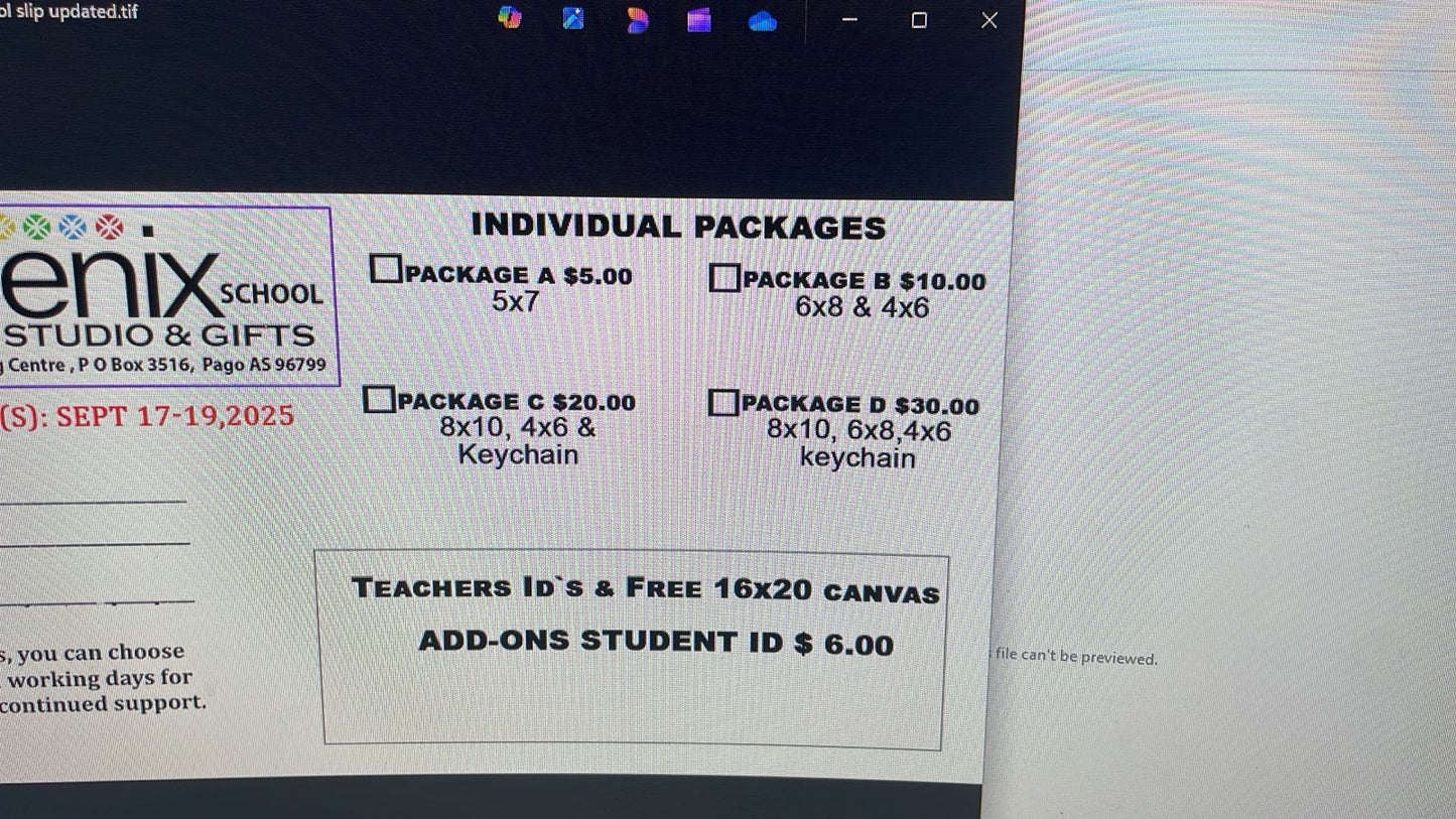 Add On ID with a school package only 2025