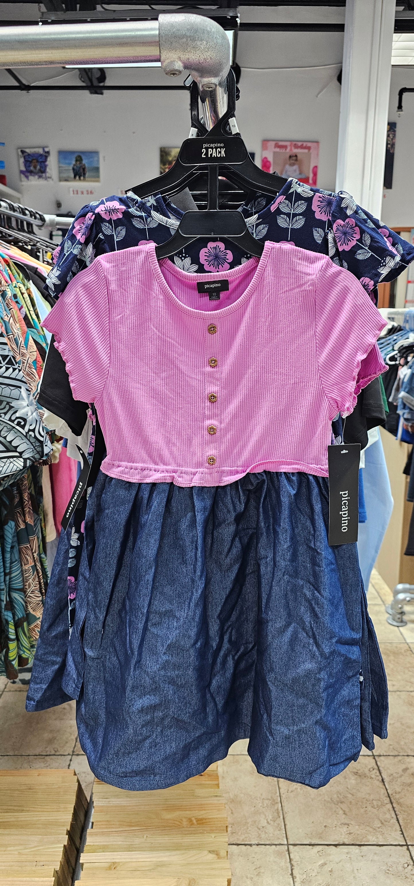rs 2 piece pink & Blue dress with a flower dress size 12, 8 10, 8 picapino