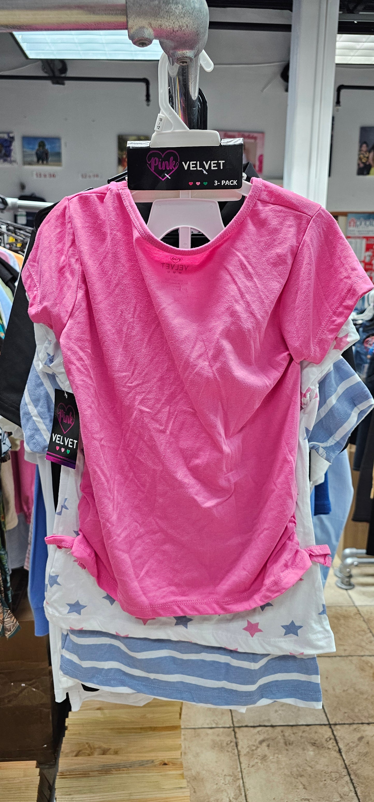 RS 3-piece Girls t-shirt pink velvet pink,star print & forever blue
