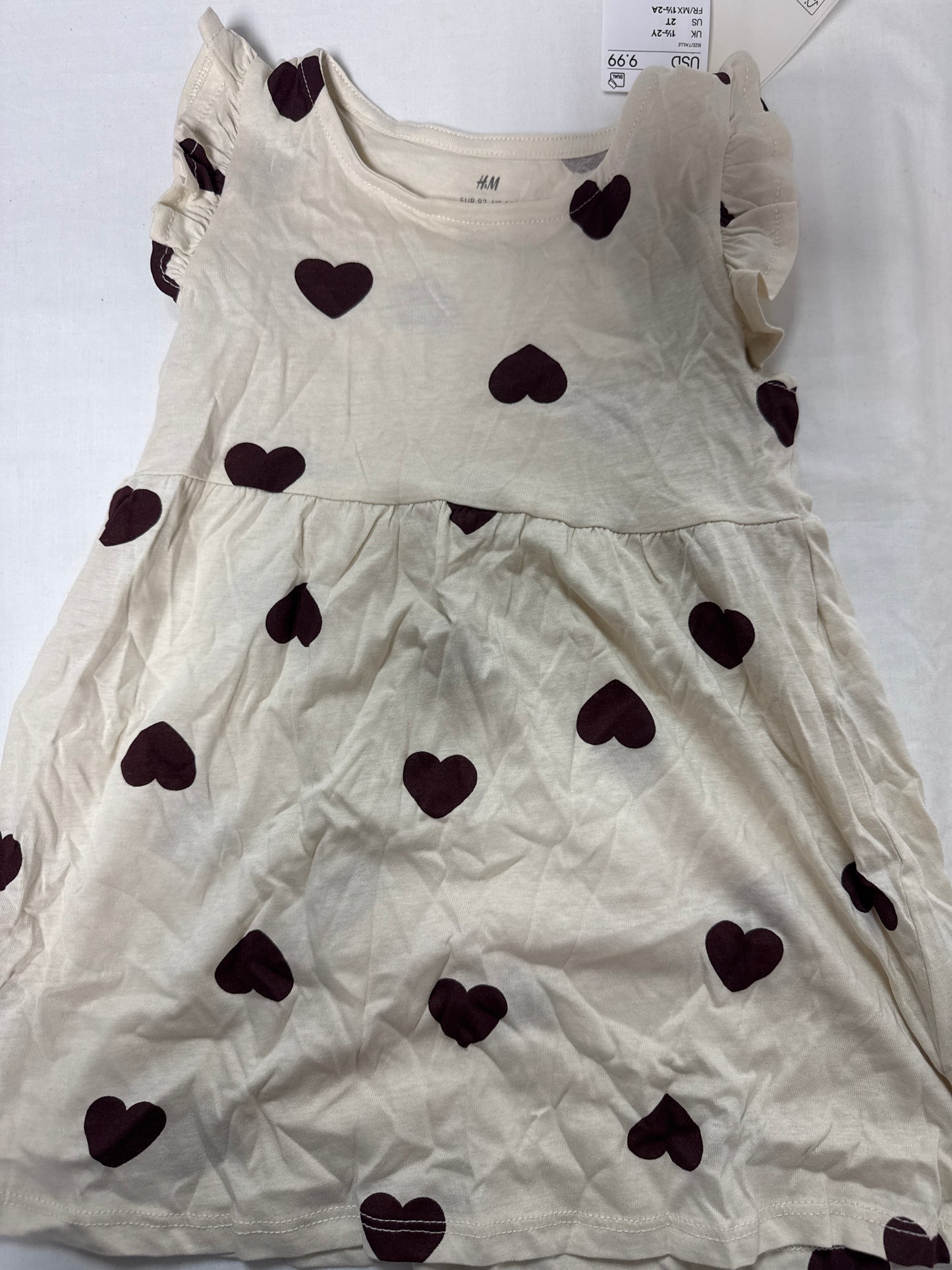 H&M 1312296 BEIGE WITH BROWN HEARTS