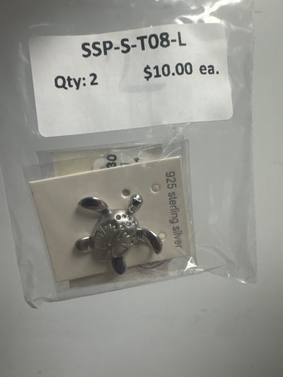SS925 Silver Pendant - CZ Hibiscus Turtle (Large)