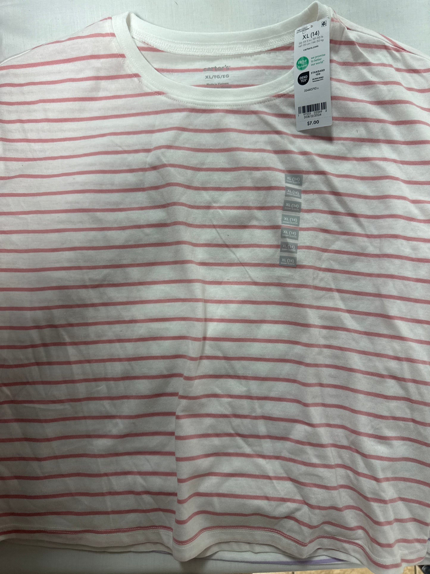 CARTERS WHITE/PINK STRIPE SHIRT