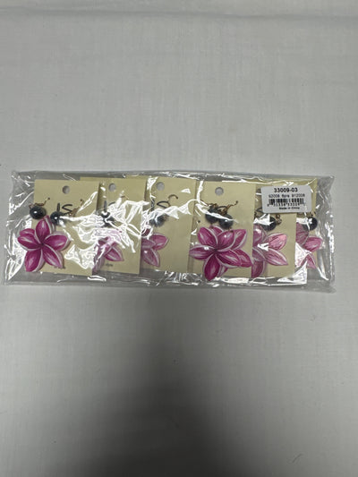 Fuchsia Plumeria Shape Dangle Earrings