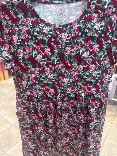 Wonder Nation Floral Dress Green Smoke L(10-12)