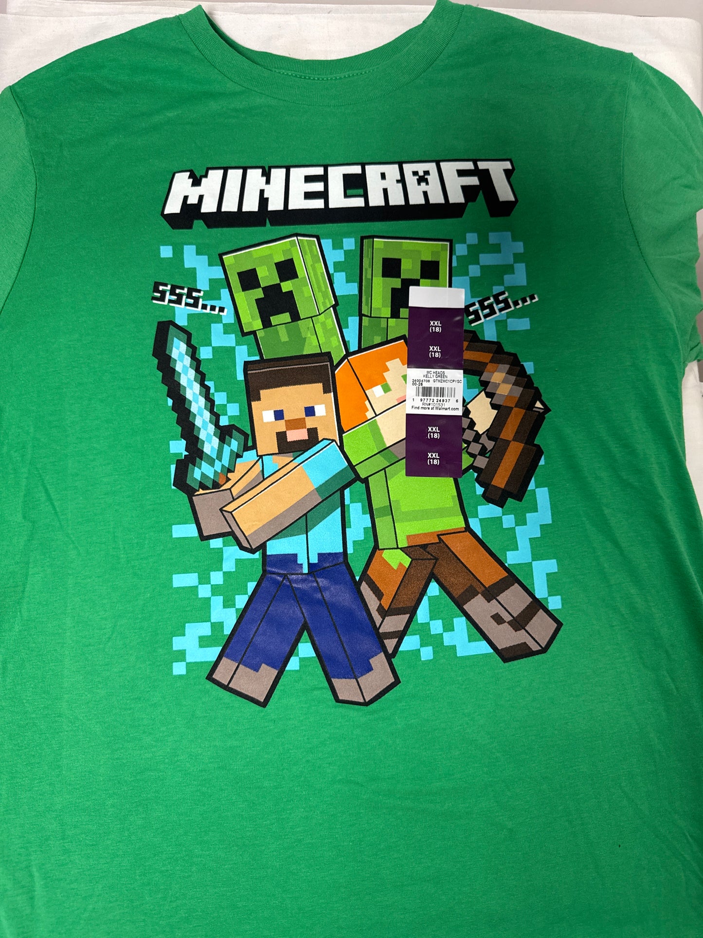 Minecraft Heads Green Shirt XXL(18)