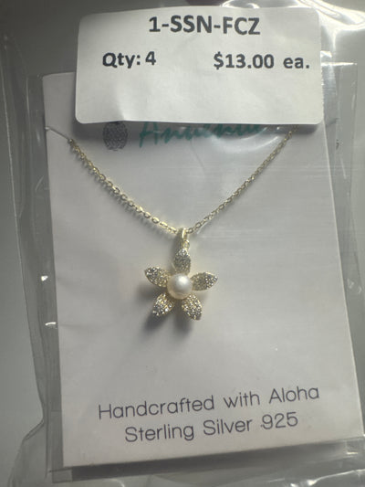 SS925 CZ Necklace - CZ Flower