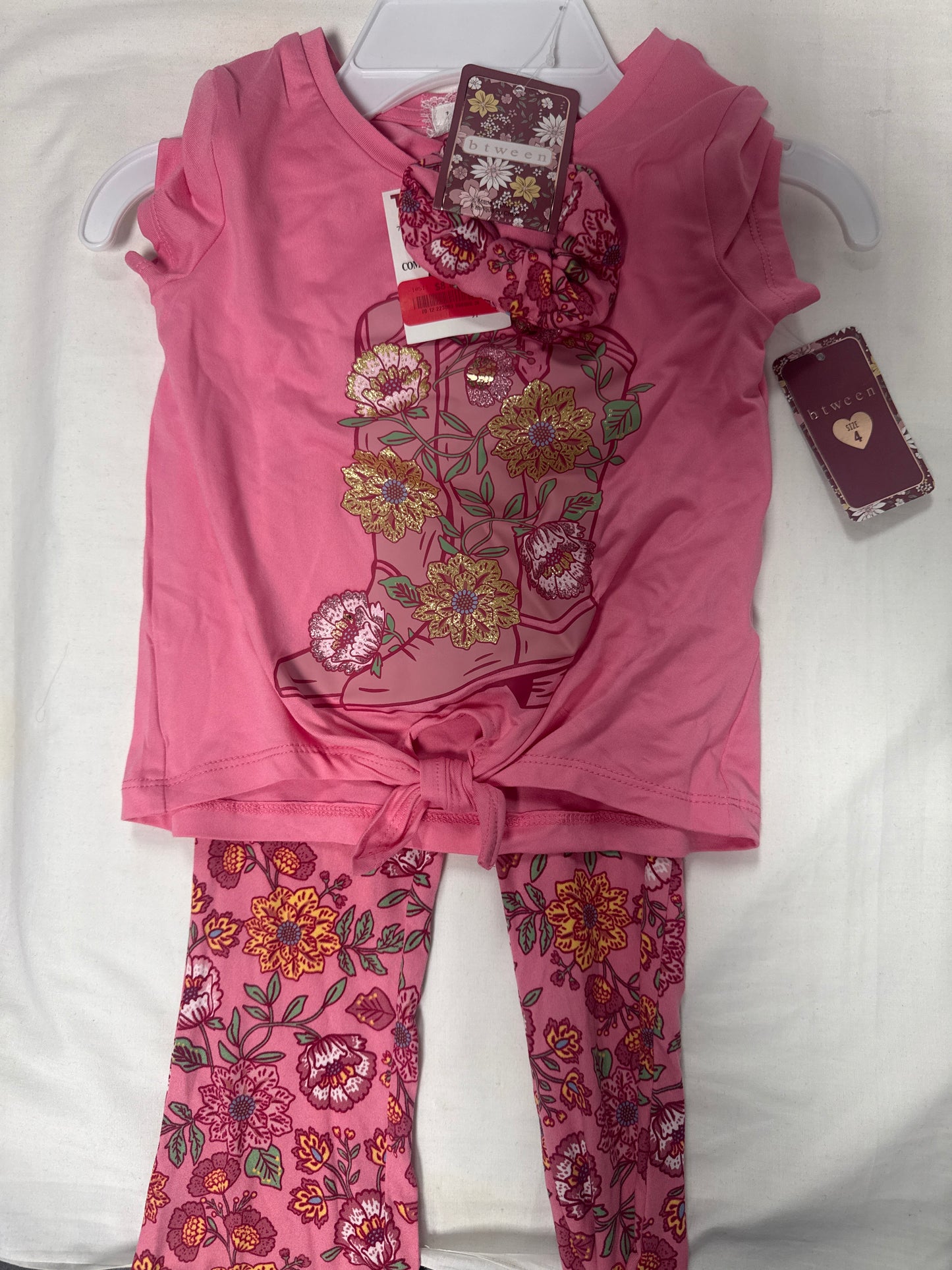 TJMAXX Between Girls Pink 2pc Shirt/Leggings