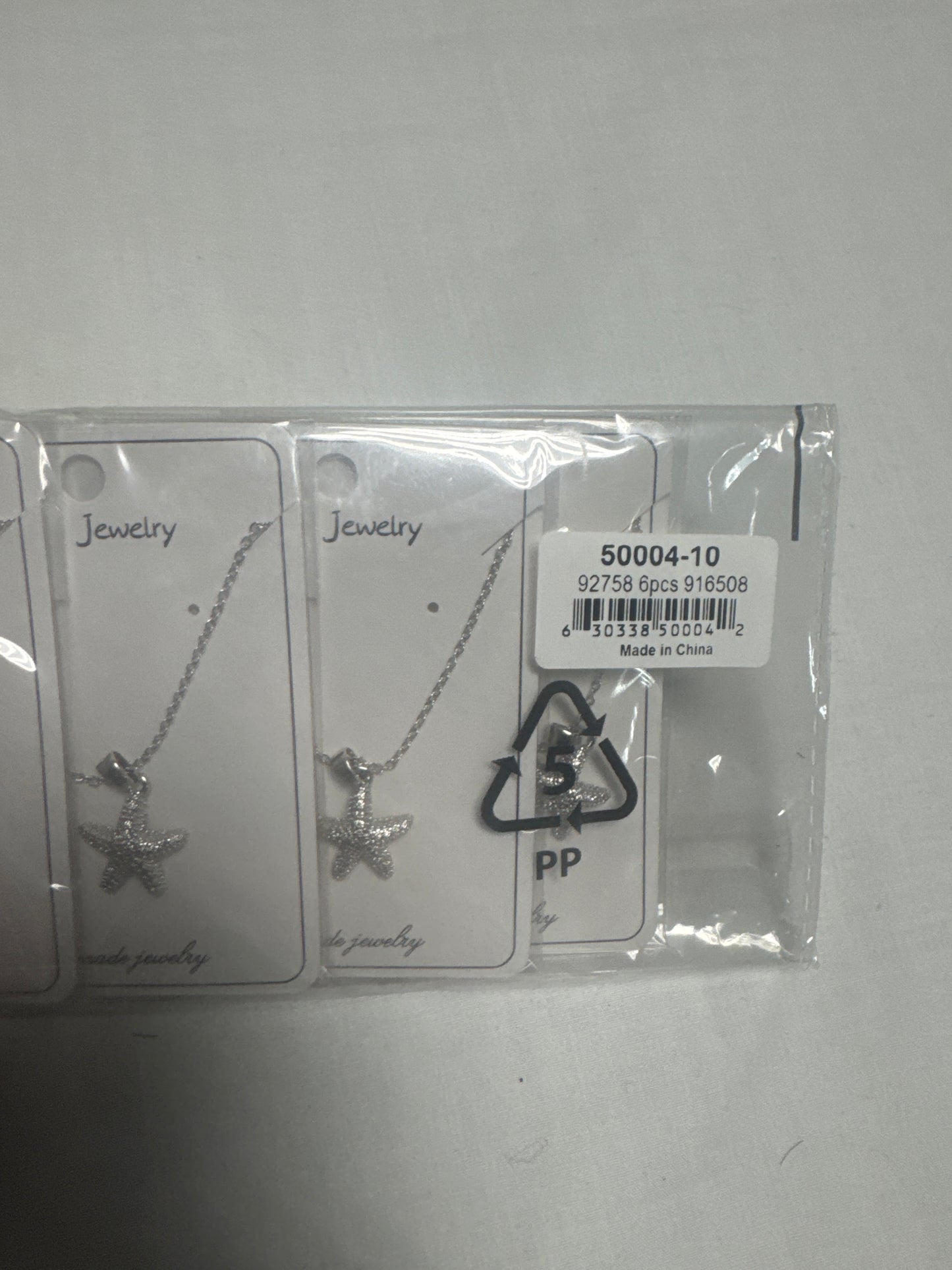 Crystal Starfish Pendant w/ Rhodium Plated Necklace