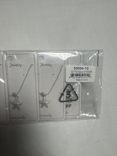 Crystal Starfish Pendant w/ Rhodium Plated Necklace