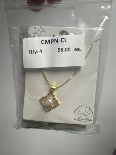 Copper MOP Pearl Necklace - 4 Leaf Clover