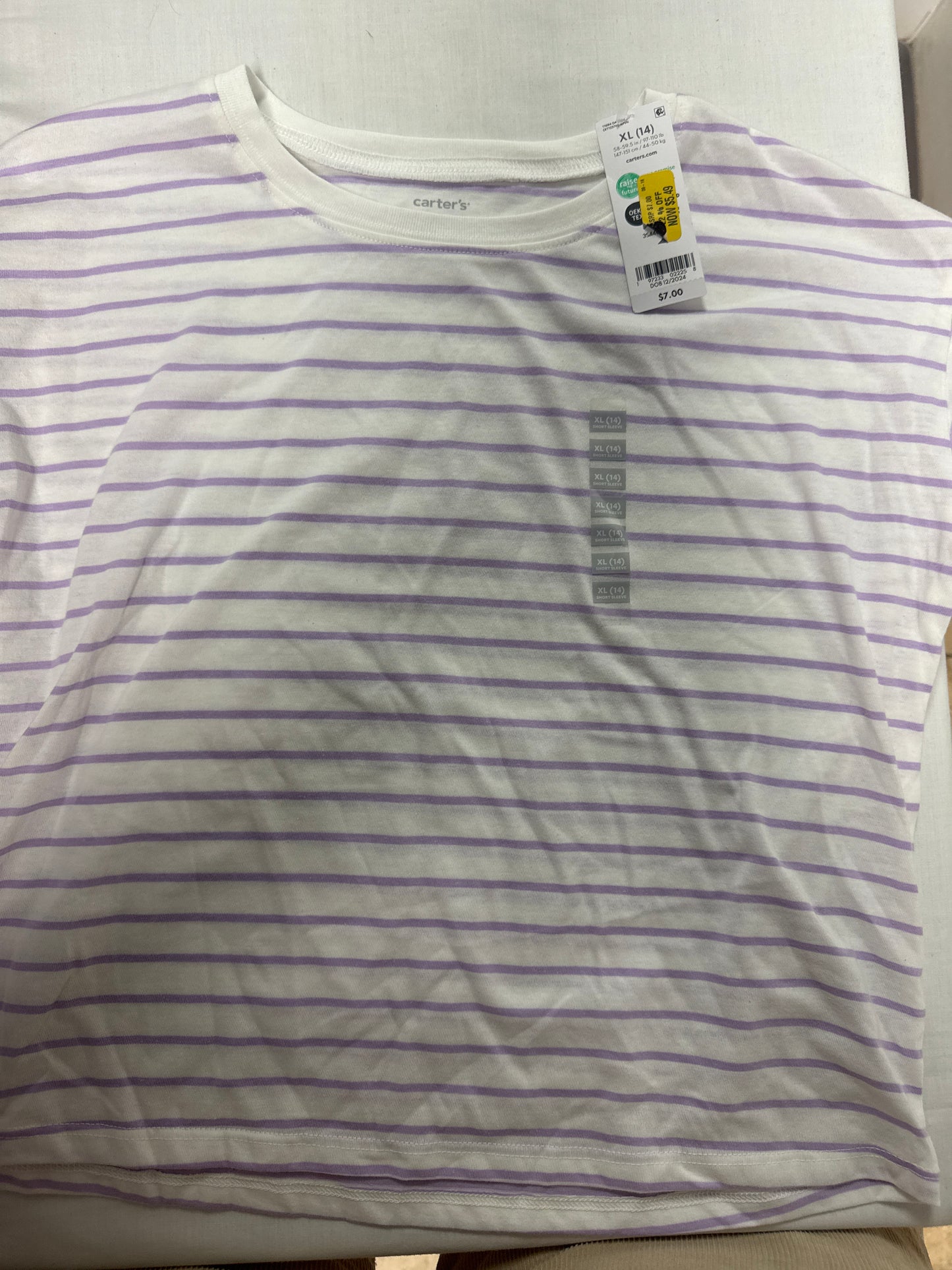 CARTERS PURPLE/WHITE STRIPE SHIRT