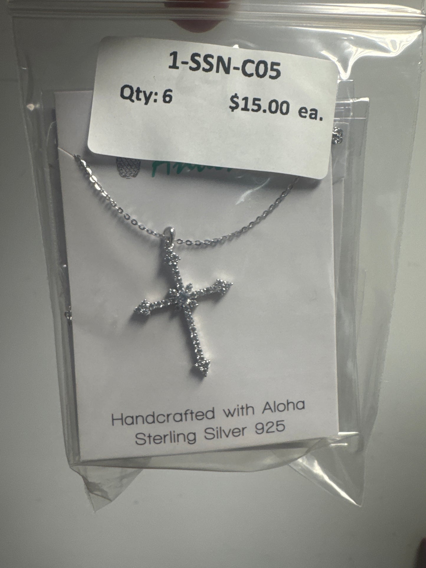 SS925 CZ Necklace - Large Cross