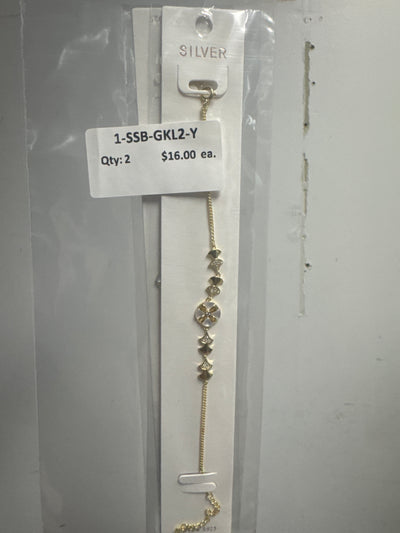 SS925 CZ Bracelet - 8 Ginkgo Leaves (Yellow)