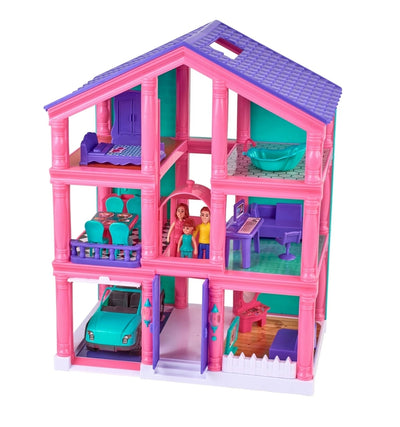 Kid Connection 3-Story Dollhouse Play Set, Pink, 24 Pieces, Toddler Toy Ages 3+