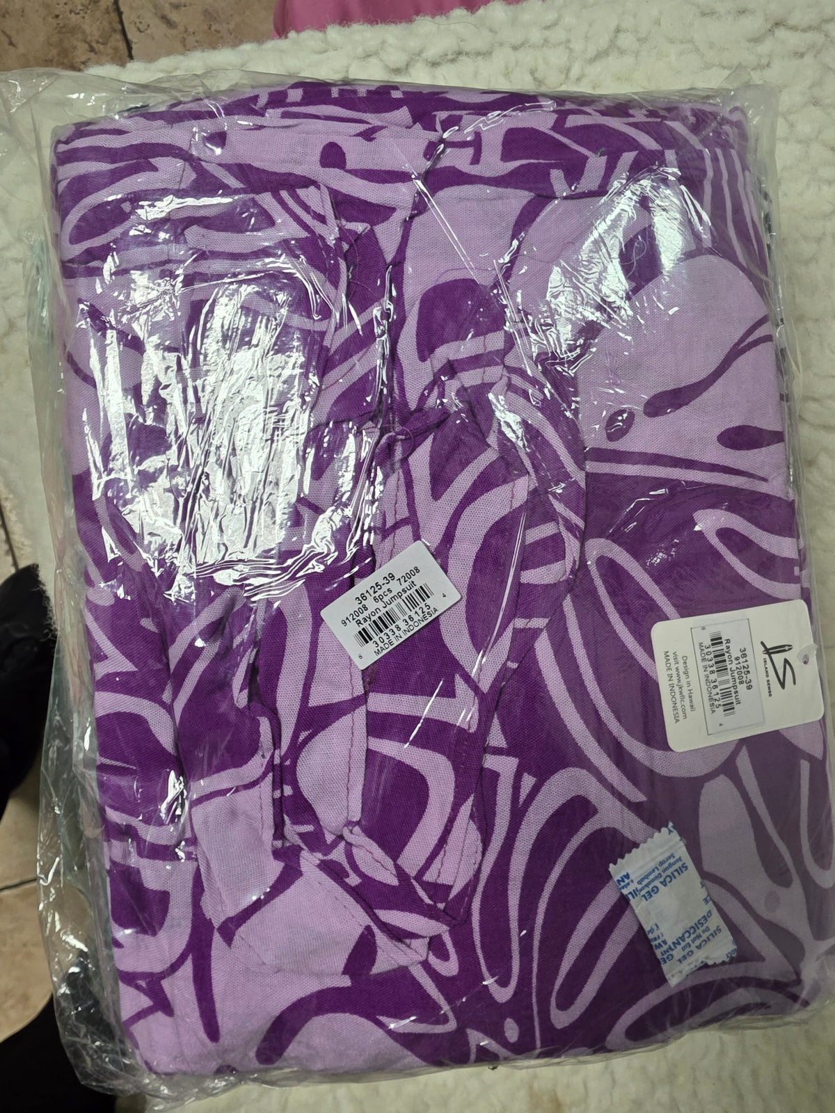 Monstera leaves-pattern rayon fashion jumpsuit
