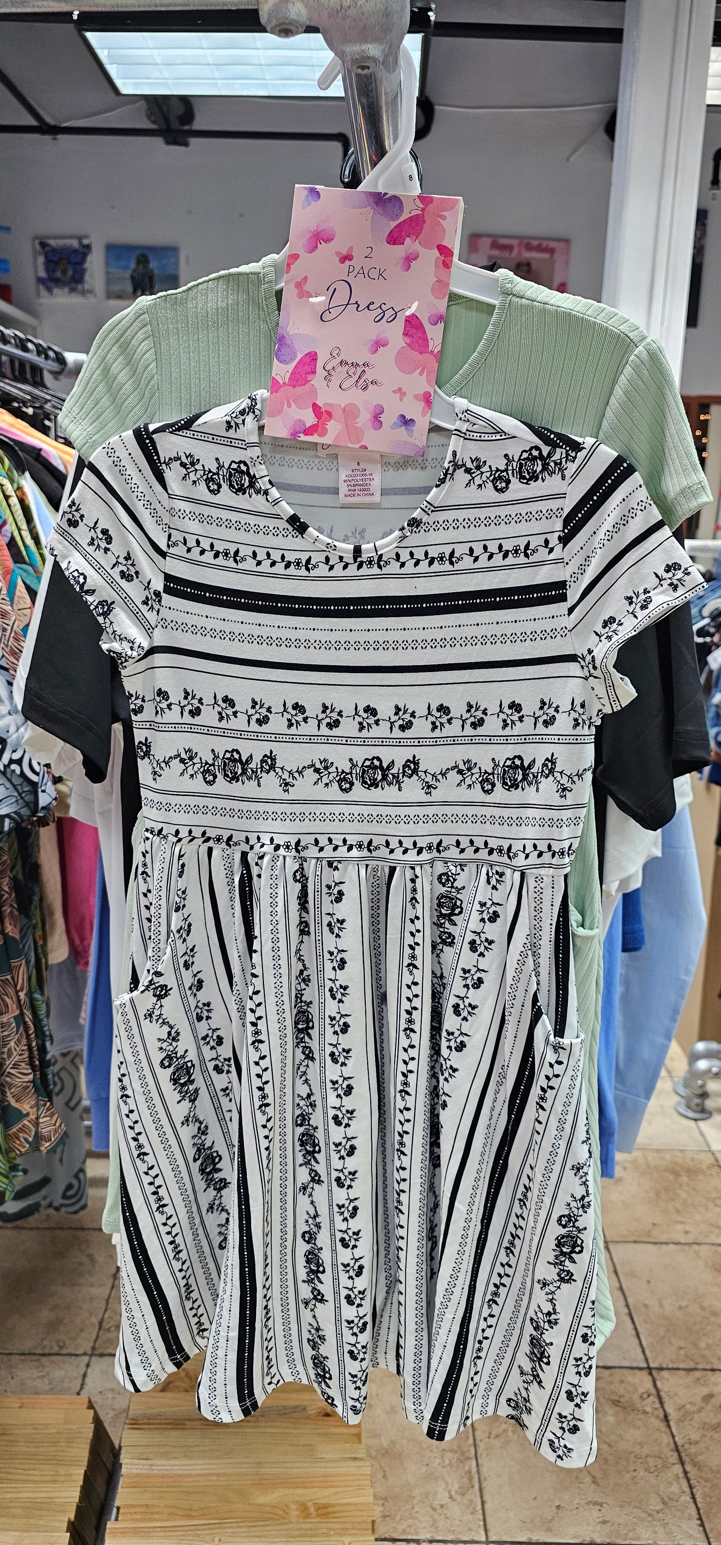 rs emma & Elsa 2 piece dress white and green  Size 8