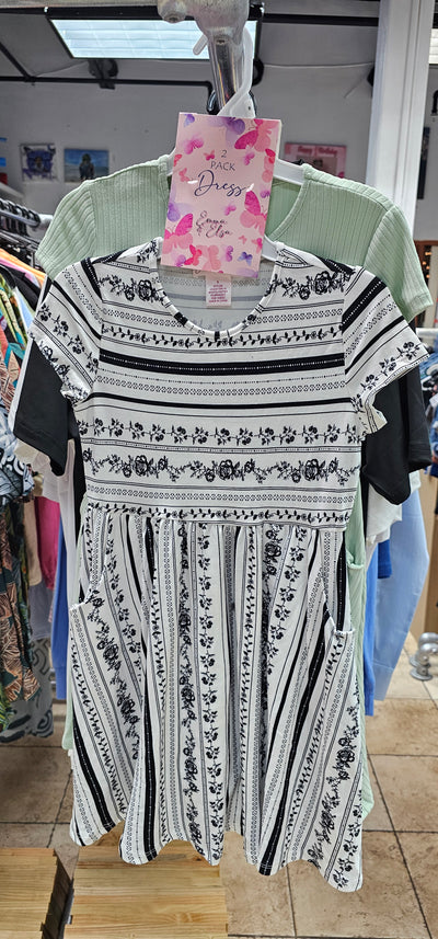 rs emma & Elsa 2 piece dress white and green  Size 8