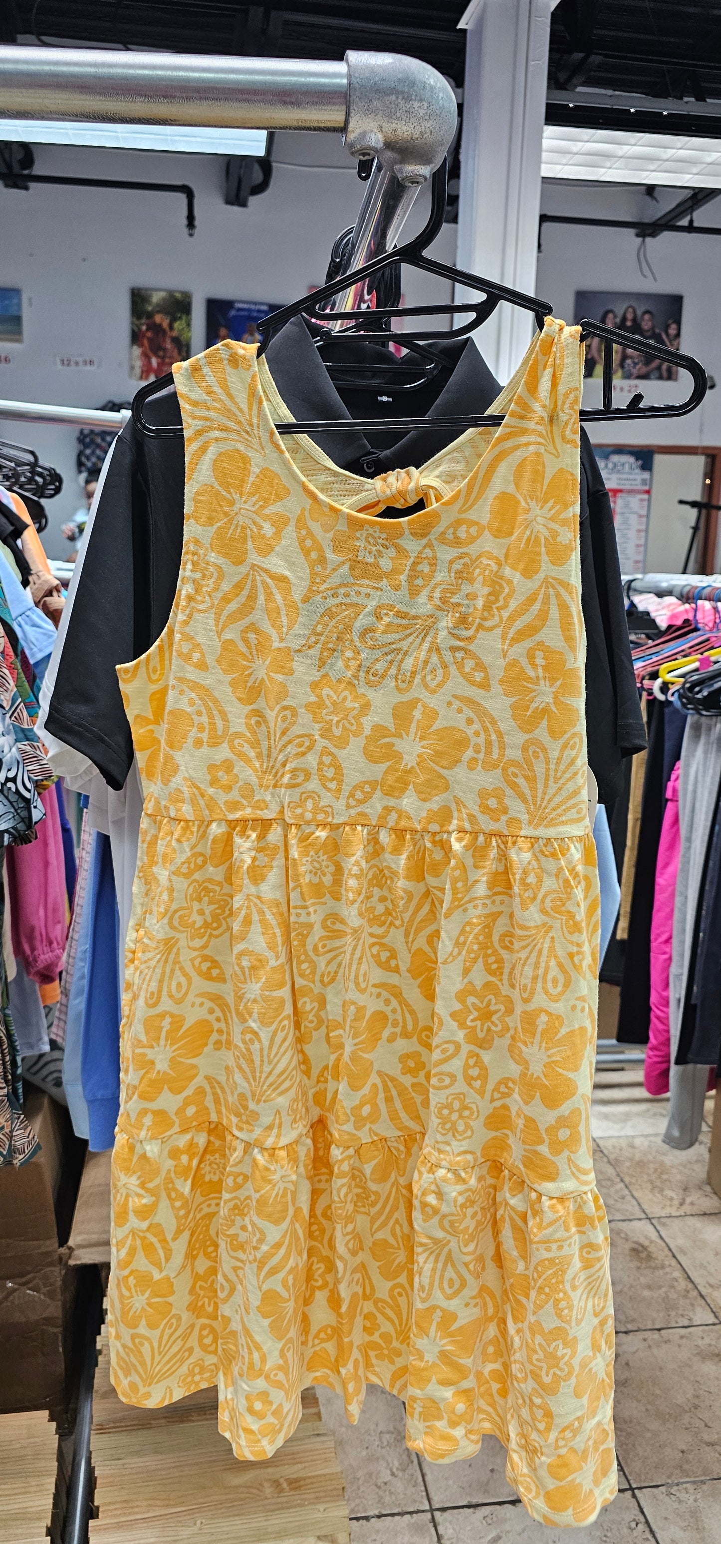 WM WONDER NATION GIRLS DRESS WN BOW BACK DRESS BLUE AND YELLOW COLORS