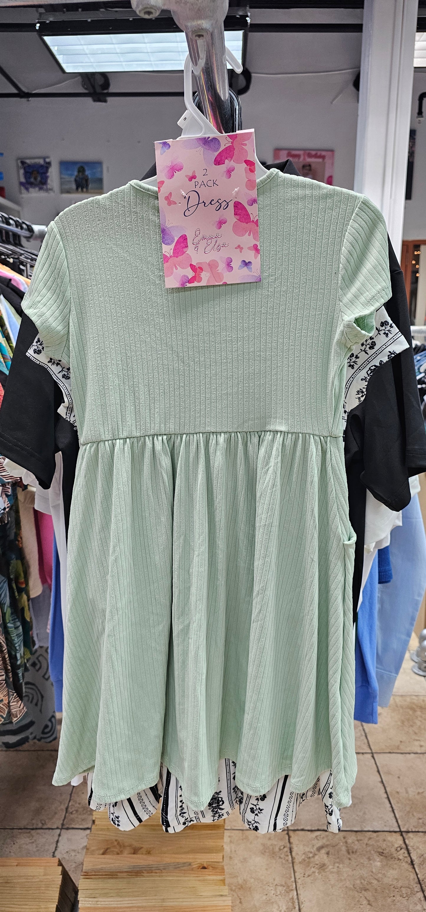 rs emma & Elsa 2 piece dress white and green  Size 8