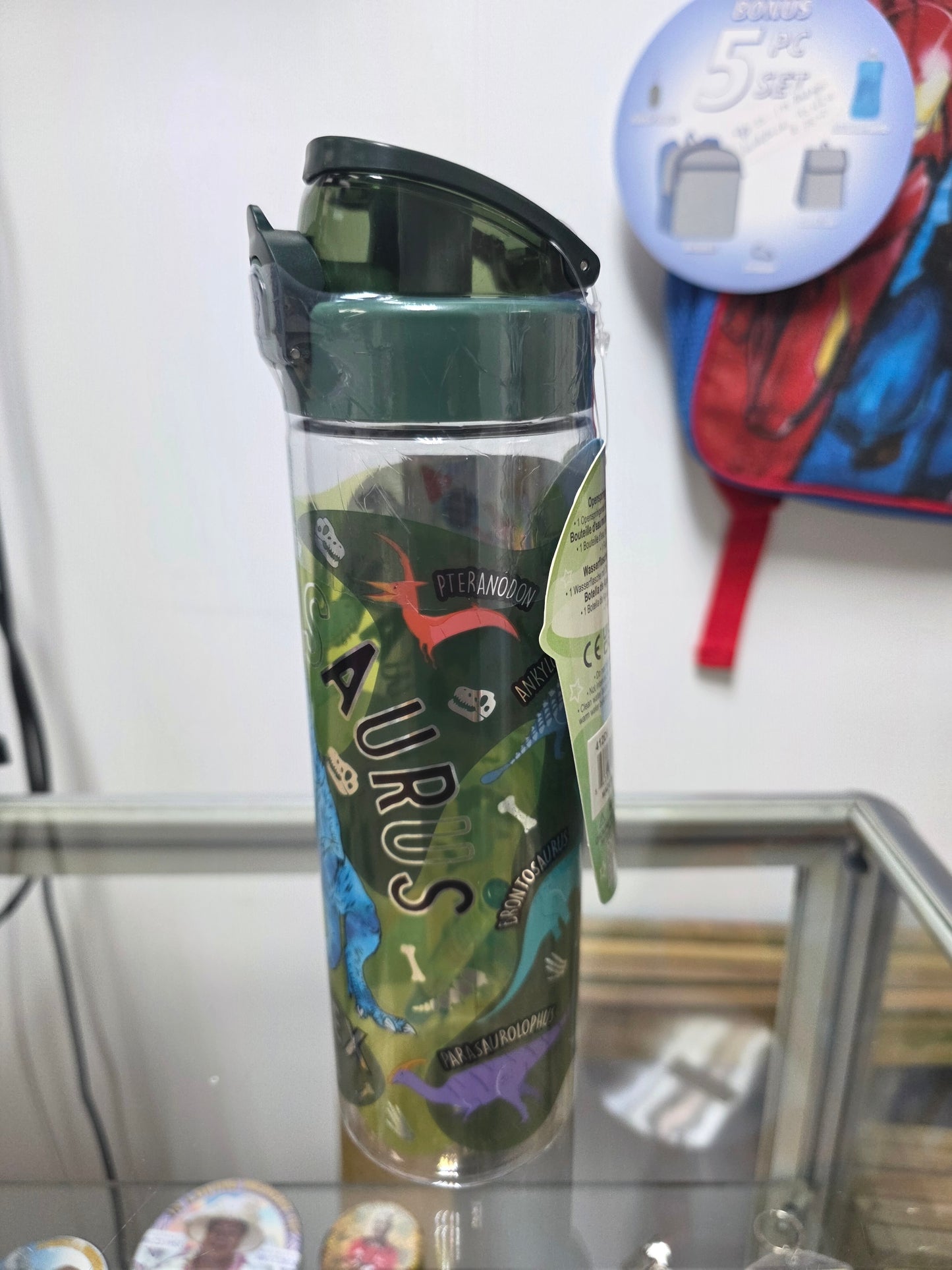 412DI	Pop-Open Water Bottle Writing Fun Dinosaur Promo