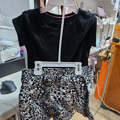 Happily Grey Kids shirt shorts Girls size large 10/12 black and