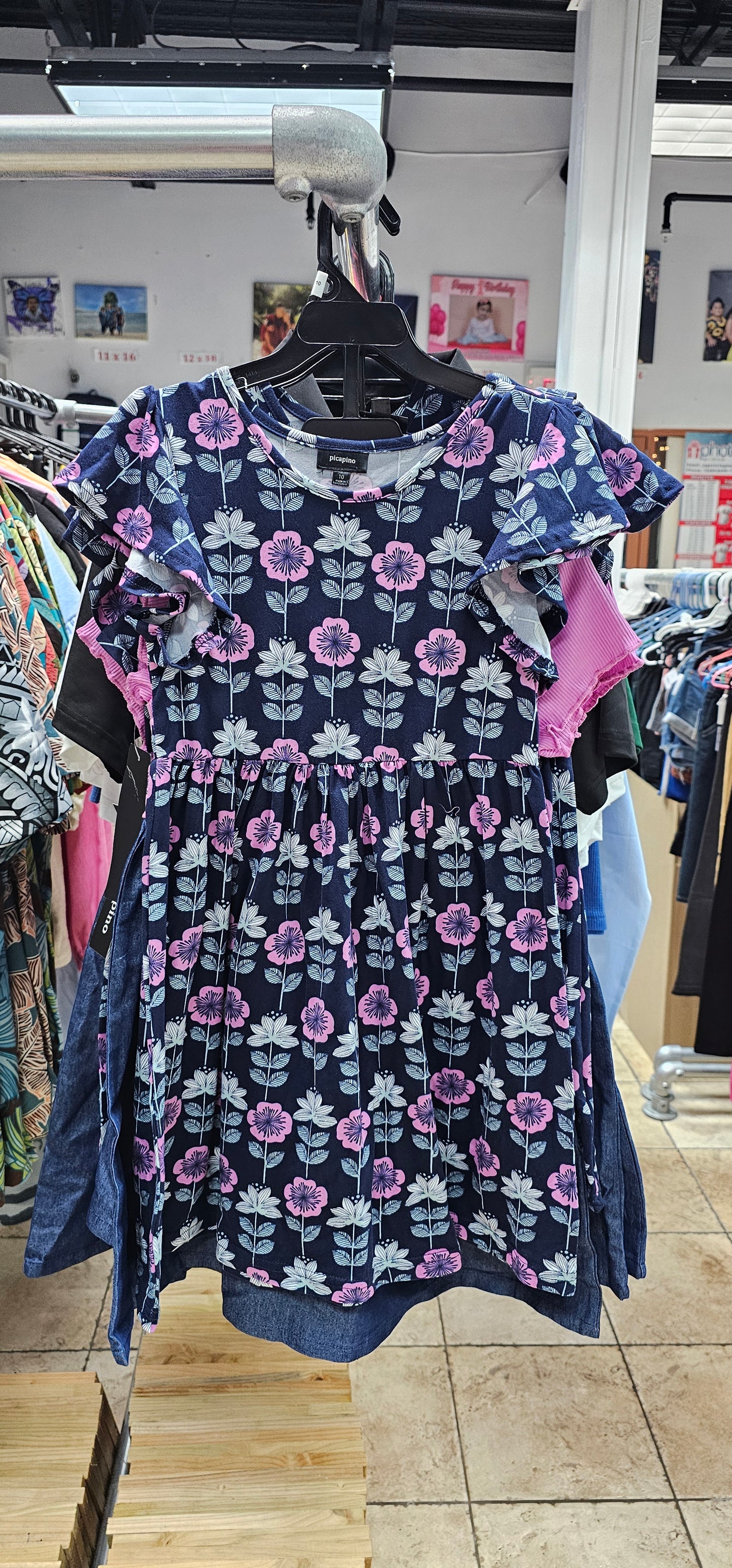 rs 2 piece pink & Blue dress with a flower dress size 12, 8 10, 8 picapino