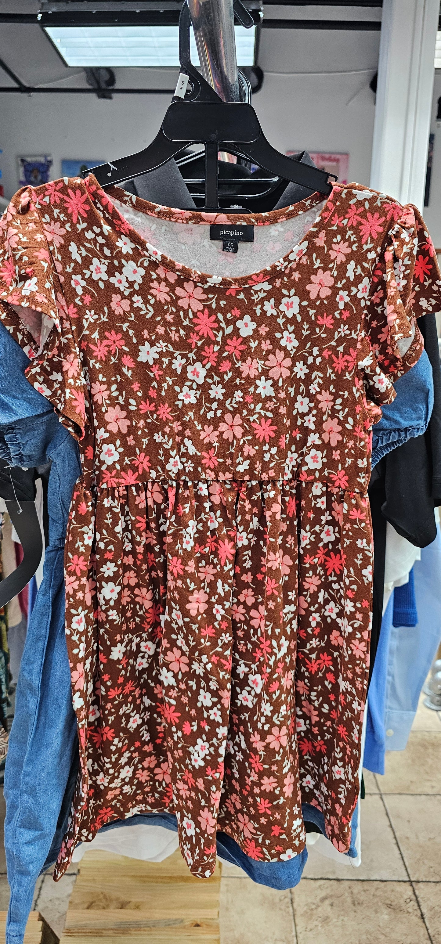 rs 2 piece dress blue and brown flower dress picapino size 6x