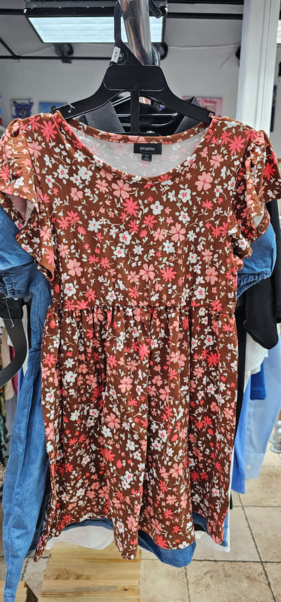 rs 2 piece dress blue and brown flower dress picapino size 6x