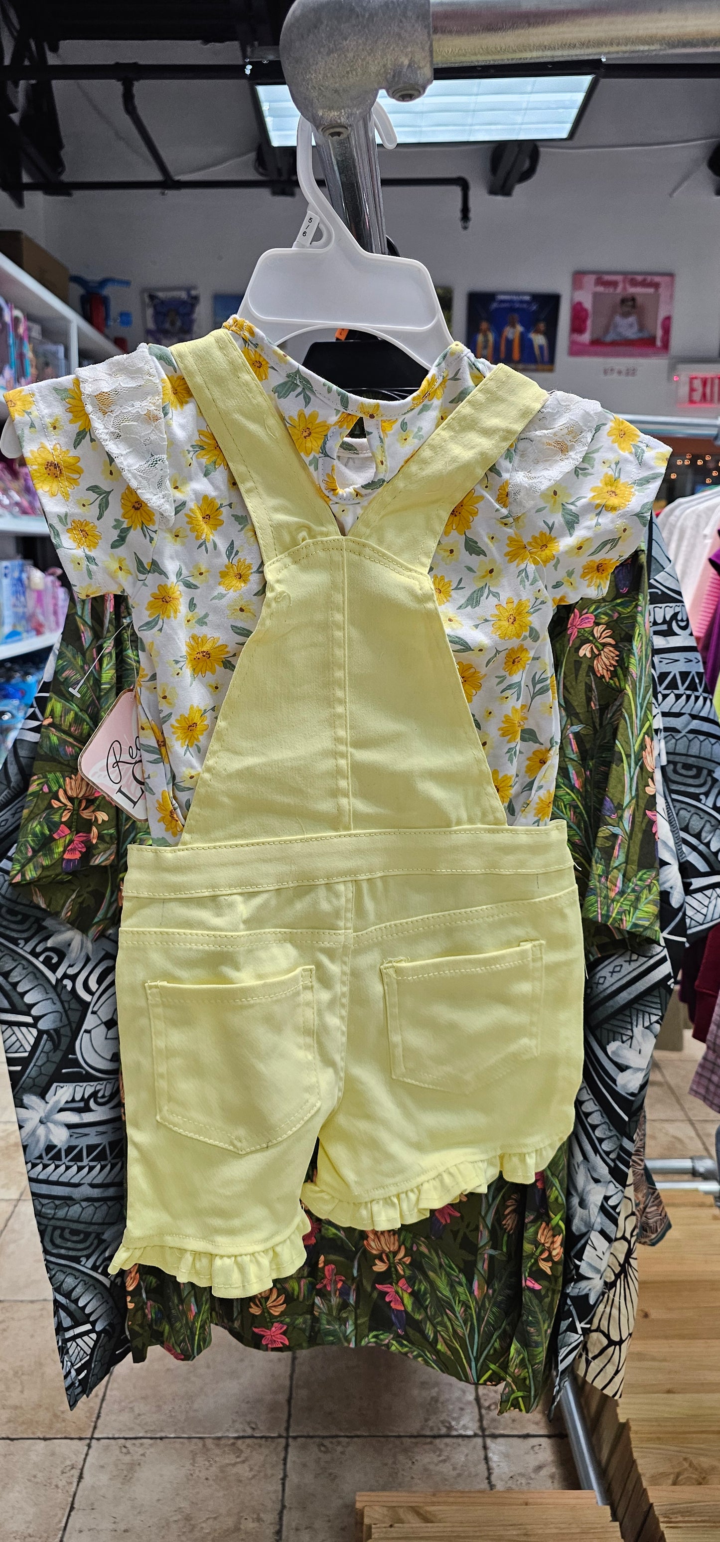 RS YELLOW Real love overalls with flower top