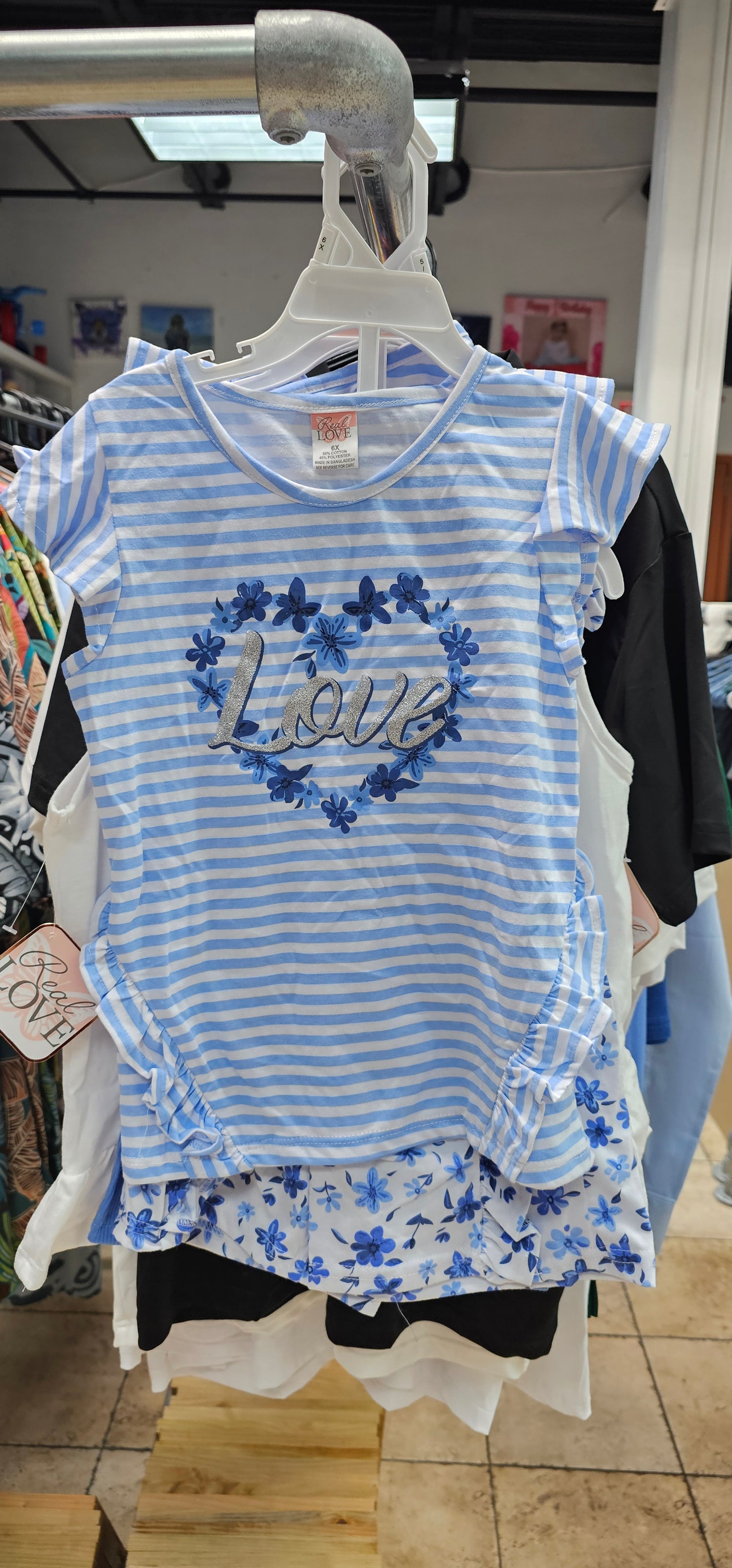 rs real love size 6x, size 5-6 and size 5-6 4 piece set blue and white