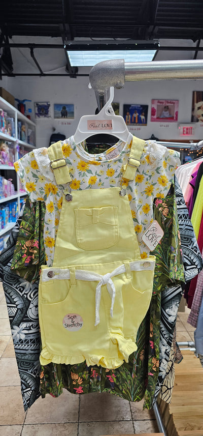 RS YELLOW Real love overalls with flower top