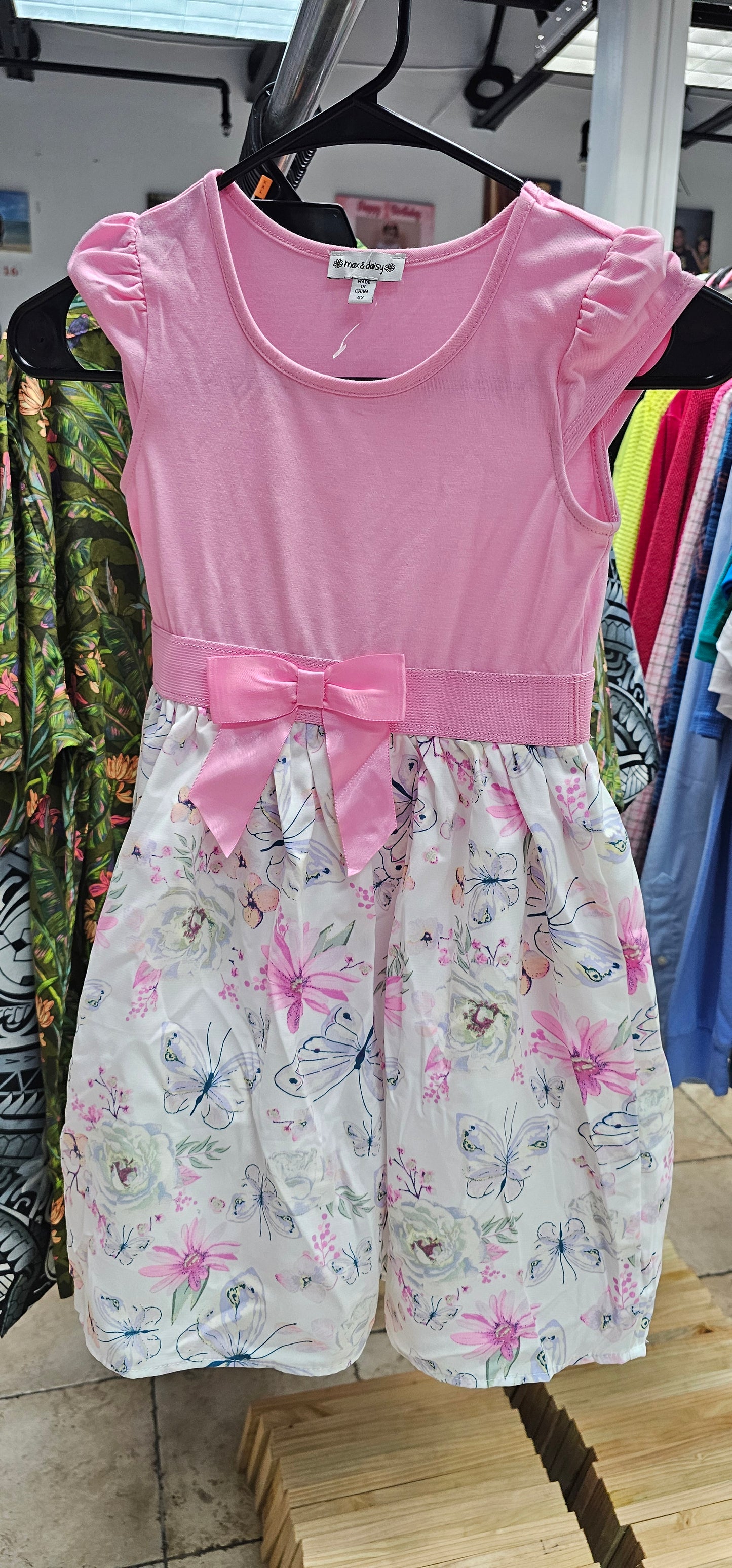rs 1 dress pink top with flower bottom max & daisy size 6x, 6, 6x
