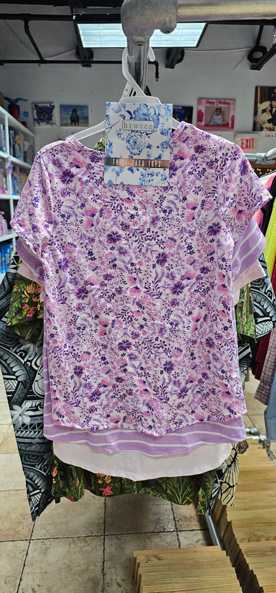 rs btween three pack tops pink purple and purple flowers size 12