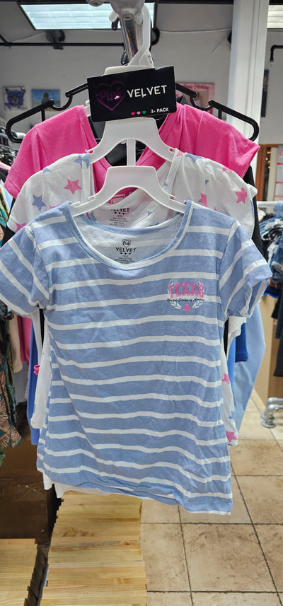 RS 3-piece Girls t-shirt pink velvet  pink,star print & forever blue